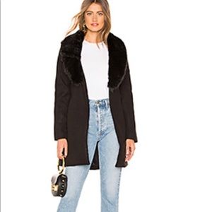 Faux Fur Trimmed Trench Coat